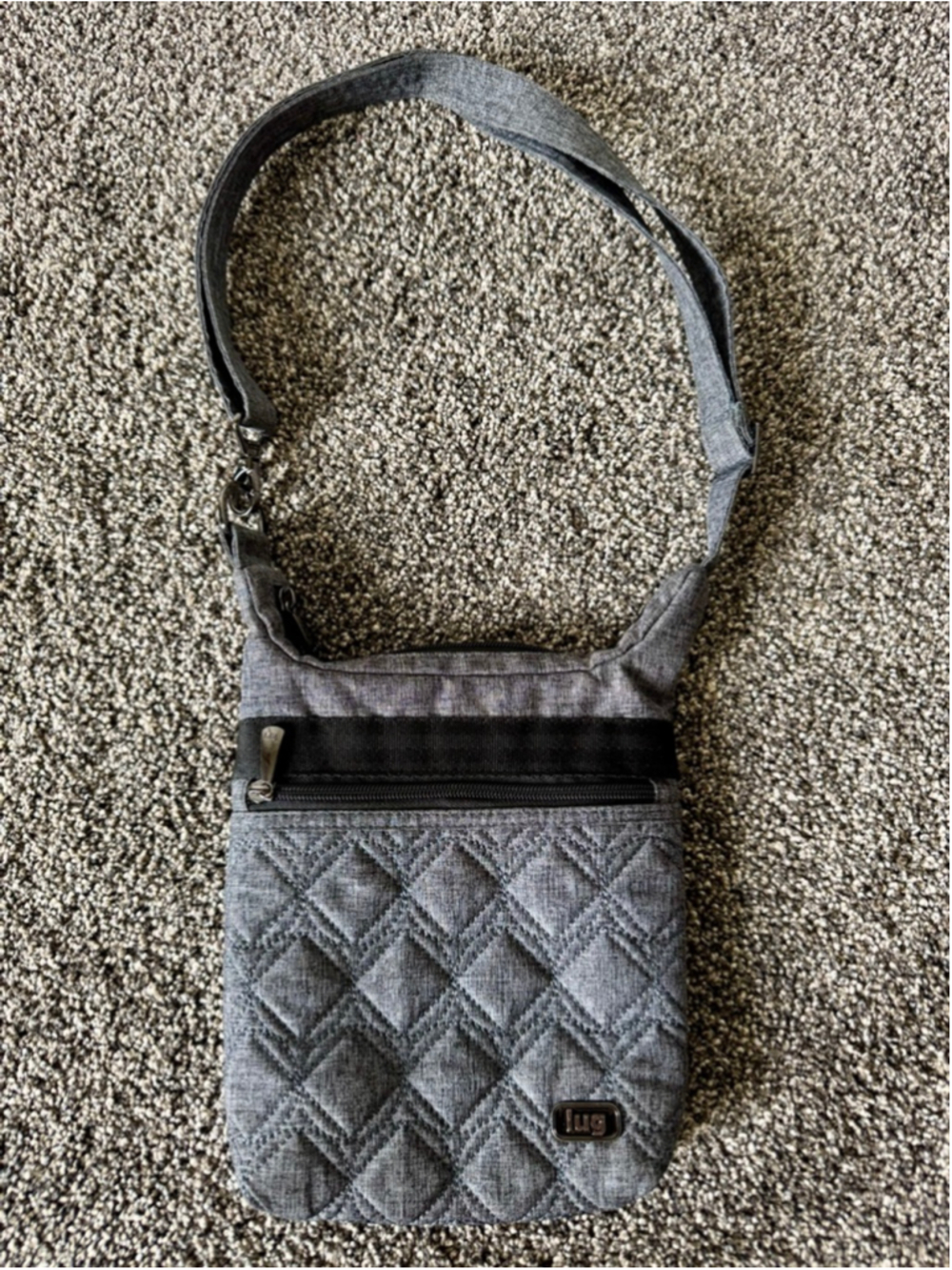 LUG Skipper Quilted Crossbody Dark Gray Purse RFID Protected